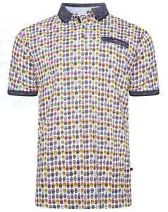 KAM Skull Print Polo White